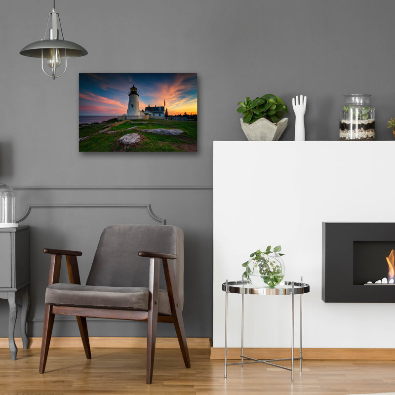«May Evening At Pemaquid Point Lighthouse» par Rick Berk, art mural en verre acrylique, H 16 po x l 24 po x P 0,2 po