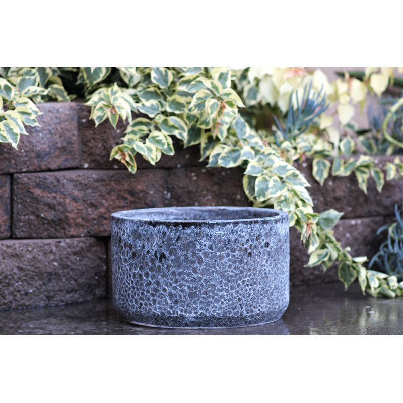 Pots de fleurs Redondo en céramique émaillée, bas et moyens, lot de 3 - Intérieur/Extérieur