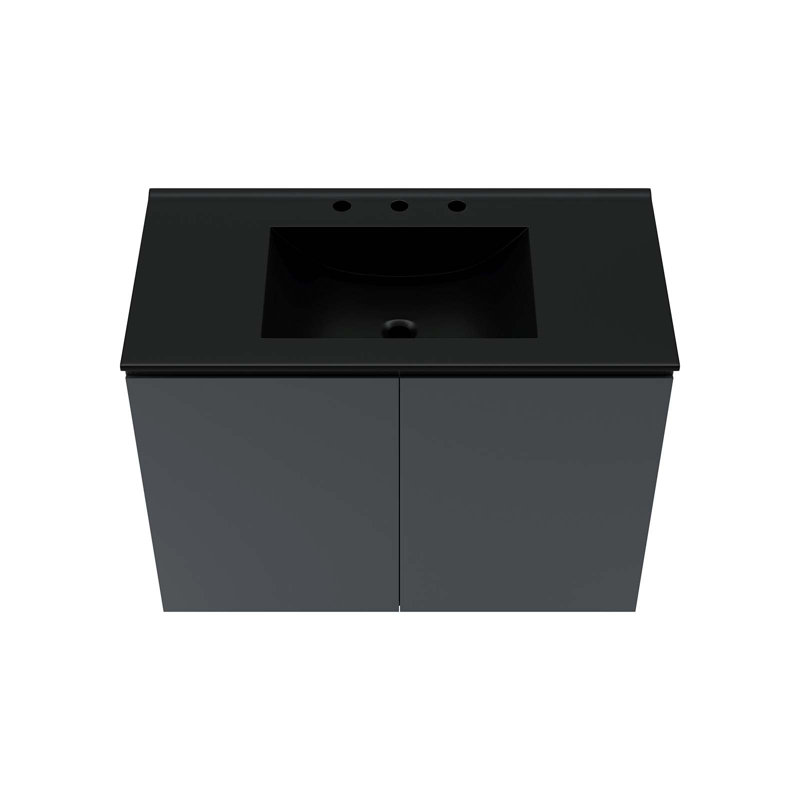 Modway Bryn 36" Wall-Mount Bathroom Vanity, Gray, Black