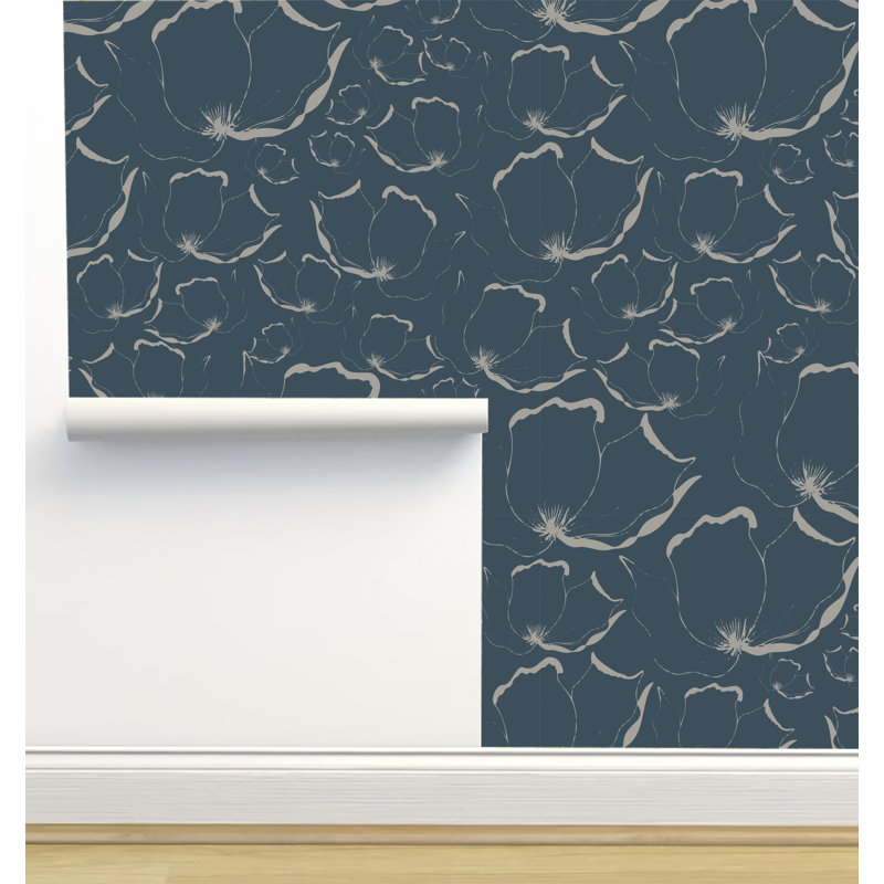 Rouleau de papier peint auto-adhésif texture L 6 pi x l 24 po Monor Designs, Bleu marine / beige
