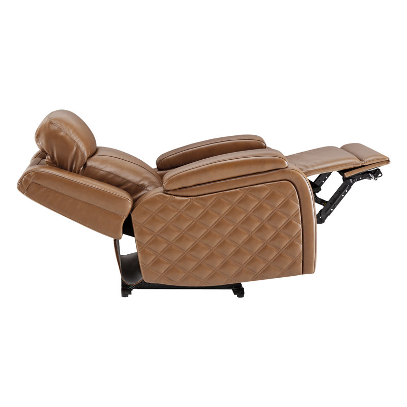 36.2'' Dual Motor Power Recliner with Zero Gravity, Genuine Leather Top-Grain Upholstery, Saddle