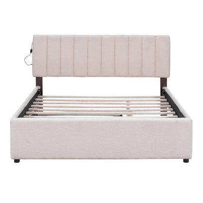 Teddy Fleece Queen Size Upholstered Platform Bed With Trundle -  Brayden StudioÂ®, 9E8D198B48CE4A9F96AAE338F9AAFA22