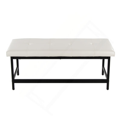 Banc en métal noir et similicuir