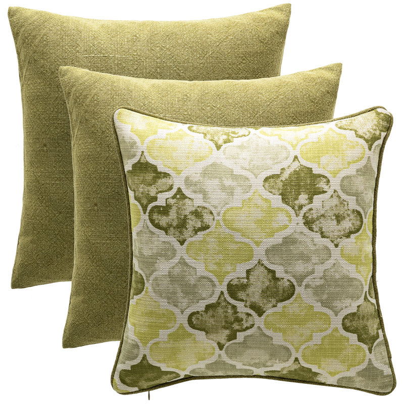 Moroccan Square Linen Pillow Cover, Moss