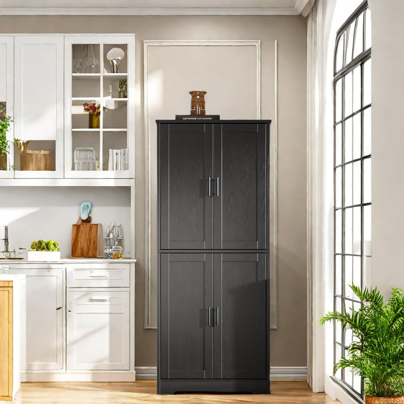Armoire de cuisine, 70 po, Noir, noir, noir, noir
