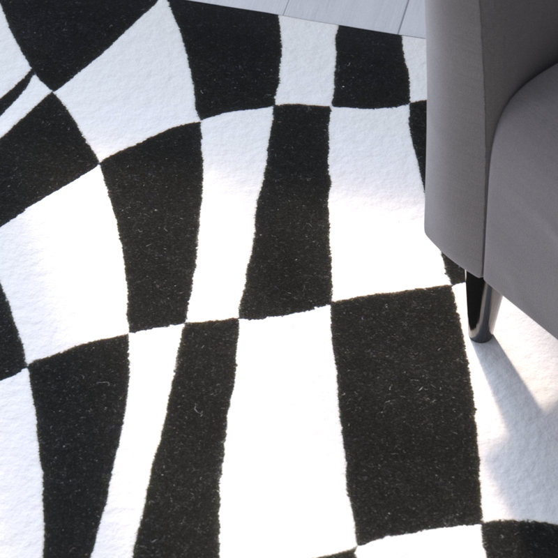 Tapis géométrique en laine et en viscose touffeté à la main Amier, Rectangle 2 pi x 3 pi