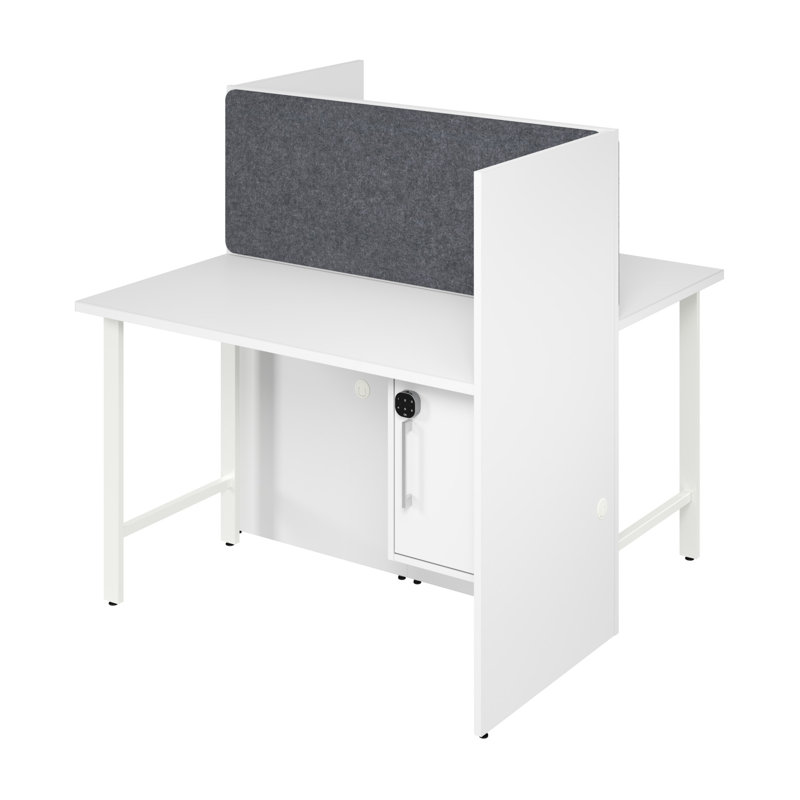 Bush Business Furniture Hustle 2 Person Office Cubicle Desk With Storage And Tackboard, 48.19" H x 47.32" W x 24.09" D