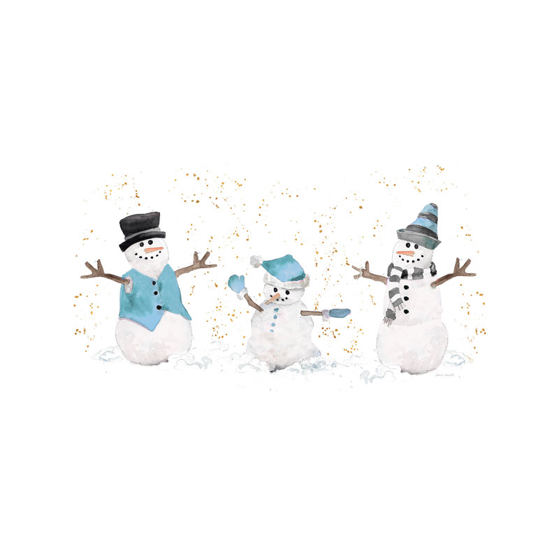 Blue Snowman Trio by Lanie Loreth - No Frame Print on Canvas, 66.04 cm H x 45.72 cm W x 3.175 cm D