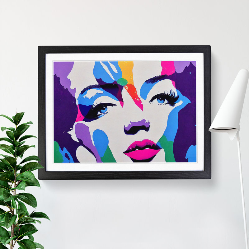 Pop Woman - Single Picture Frame Print, 46cm H x 64cm W x 2cm D, Black