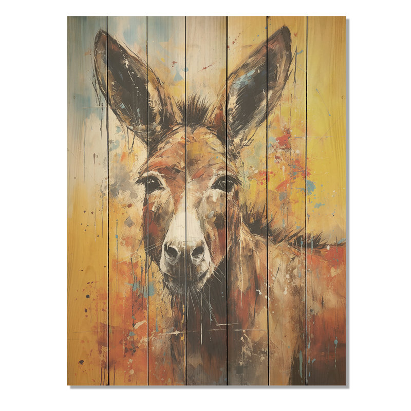 «Countryside Donkey Horizon IV» - impression d'âne sur bois, H 32 po x l 24 po