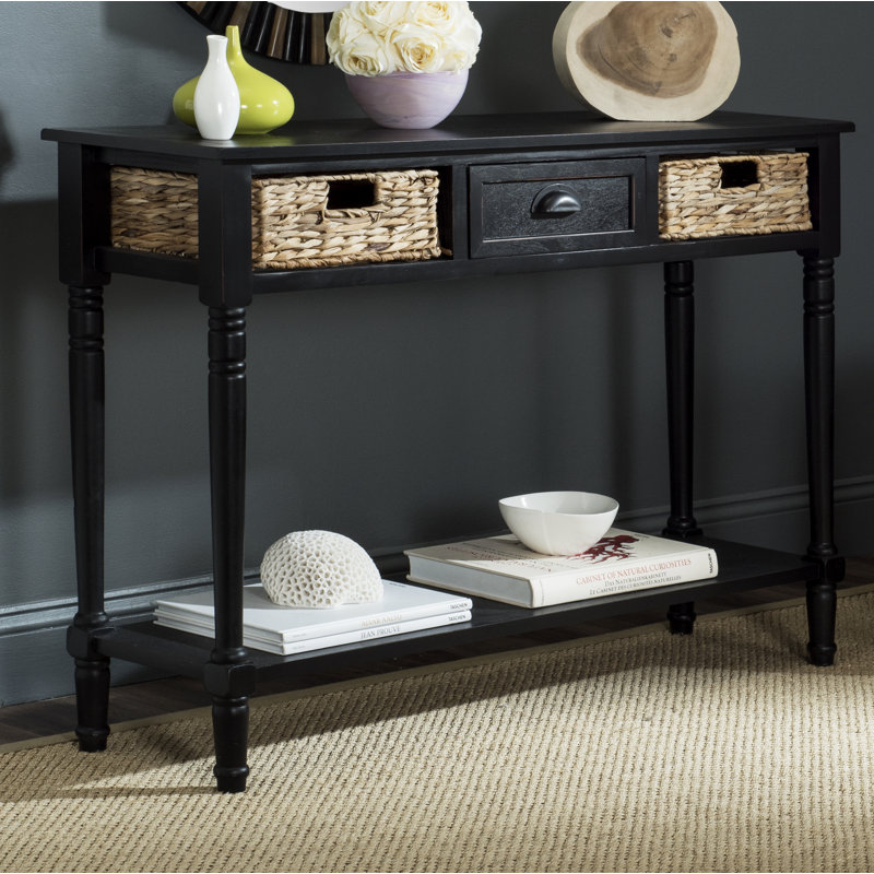 Console en bois massif 44,5 po Painswick, Noir patiné