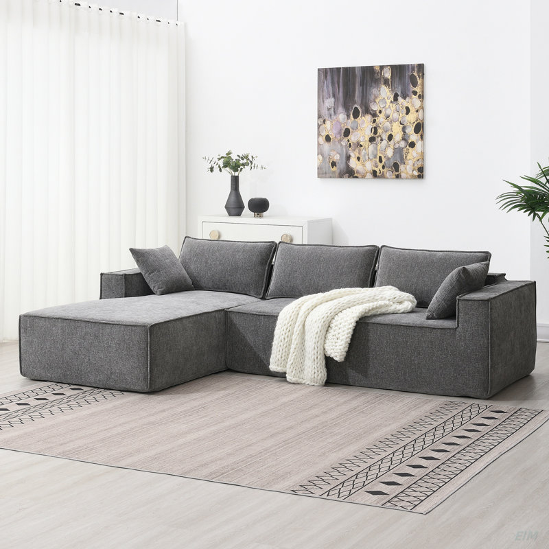L-Shaped Chenille Sectional Sofa (Sectional), Gray Chenille
