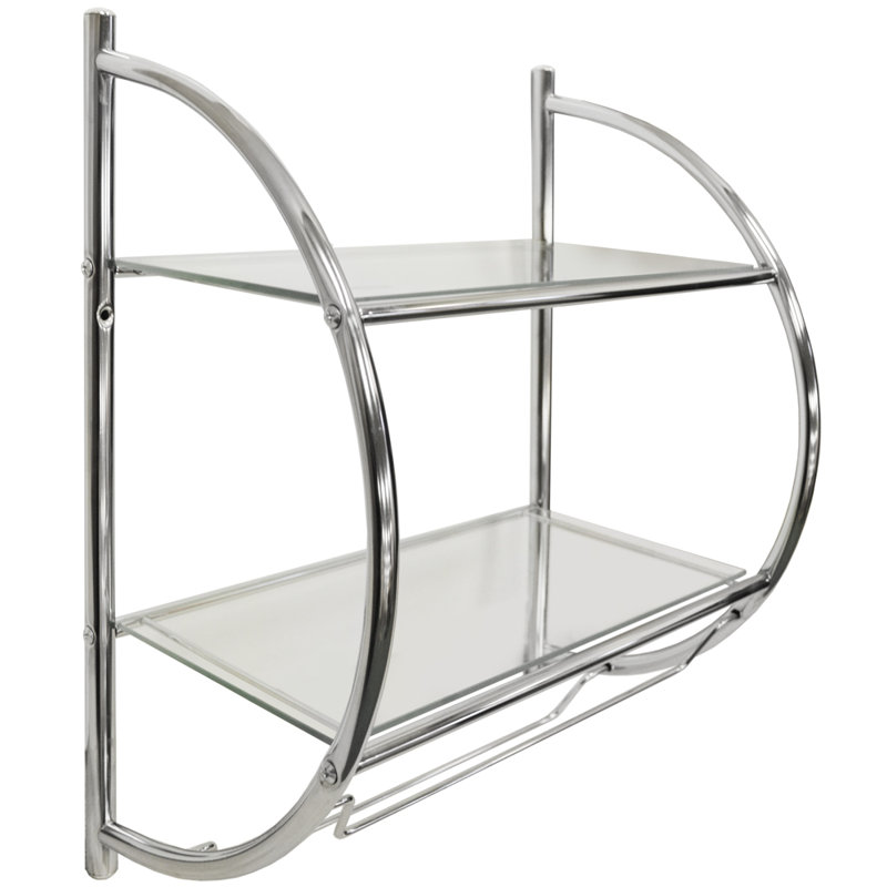 2 Piece Glass Floating Shelf with Towel Bar
