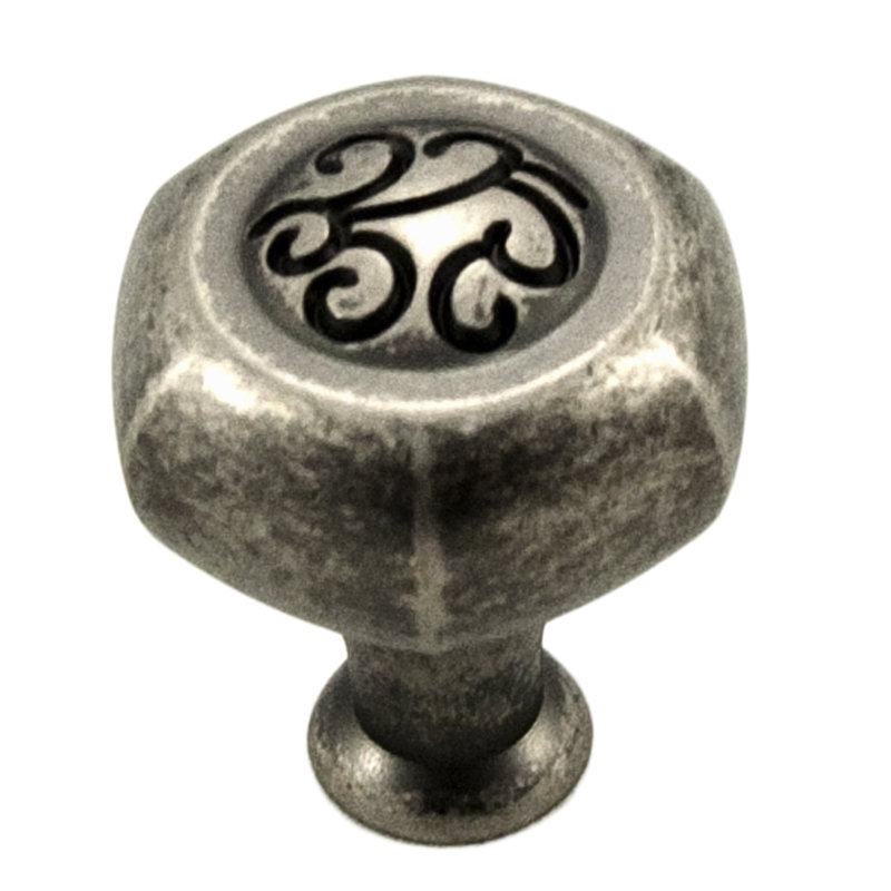 Palermo 1 3/8" Length Geometric Knob, Weathered Nickel