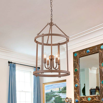 Qudarius 4-Light Dimmable Iron Drum Chandelier