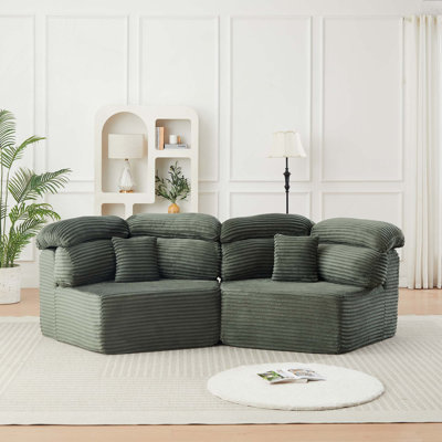 Canapé modulaire moderne en velours côtelé avec coussin décoratif et disposition personnalisable