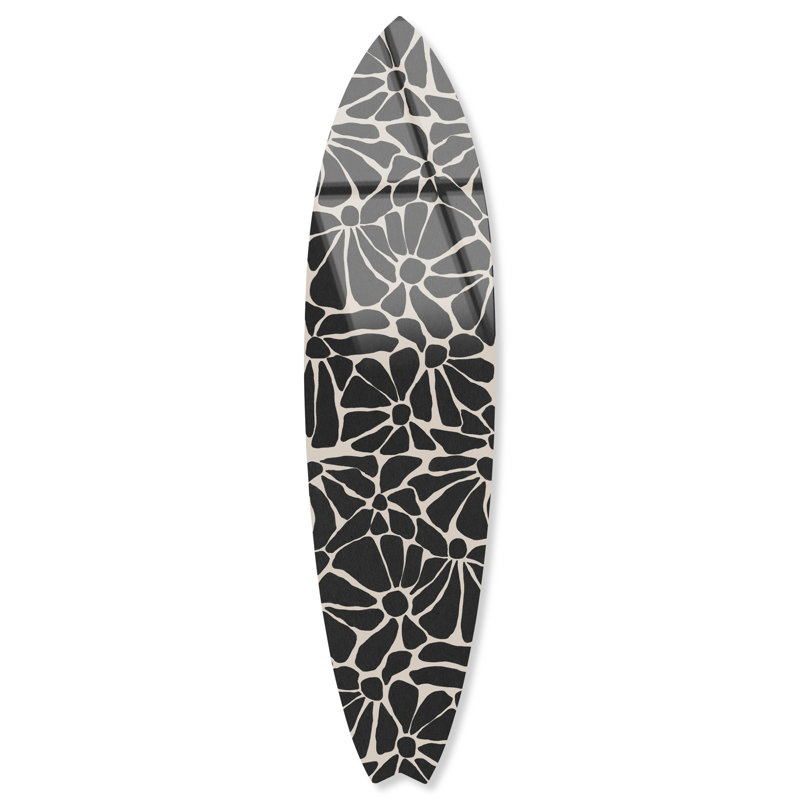 Art mural en acrylique à motif de planche de surf floral par Notoriart