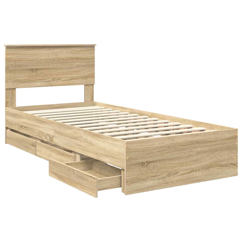 Bed, Small Single (2'6), Sonoma Oak