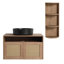 Meuble-lavabo de 30 po avec lavabo d'art en céramique et support de rangement, 2 portes à fermeture douce, conception à fixation flottante, contreplaqué (emballage KD)
