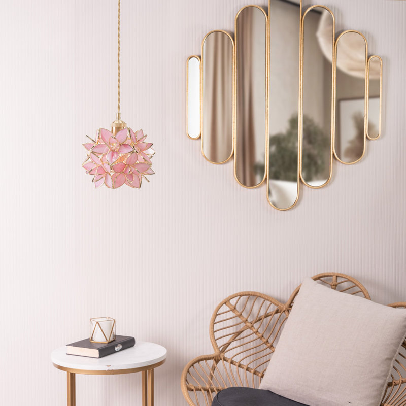 17cm H Glass Round Pendant Shade, Pink