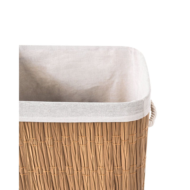 Fabric Laundry Basket, Brown, White