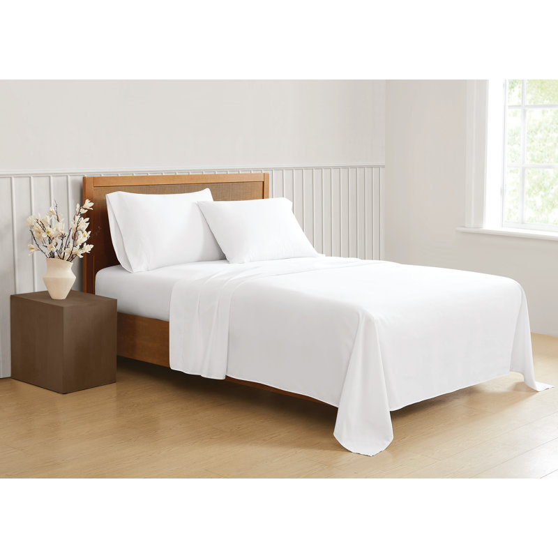 Truly Soft Solid Split Sheet Set, White, Queen Sheet Set with 4 Pillowcases