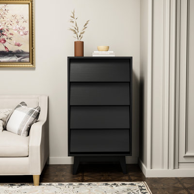 Commode de chambre noire - 4 tiroirs pour un rangement parfait de 4 unités