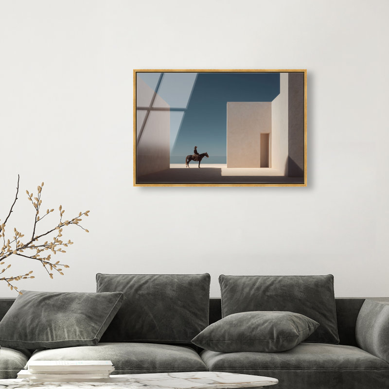 Lone Equestrian I Print by Oliver Gal, 21"H x 31"W, Gold Floater Frame