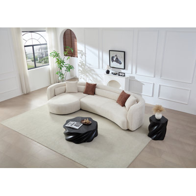 Canapé modulaire incurvé de luxe de 132 po, canapé confortable de style minimaliste pour appartement de salon, méridienne modulaire en L, beige clair