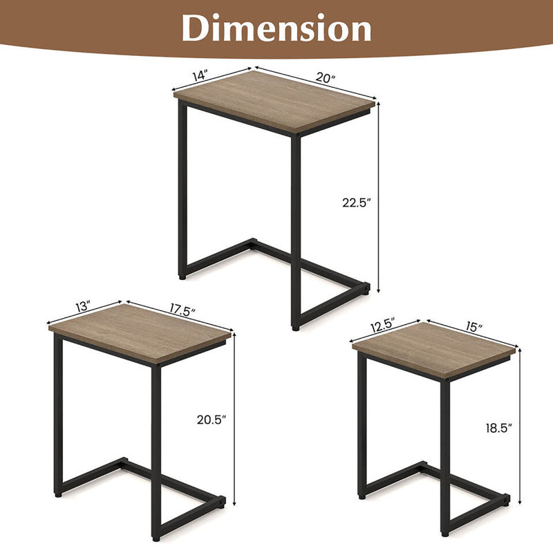 Yamile Nesting Coffee Table, Black, Gray