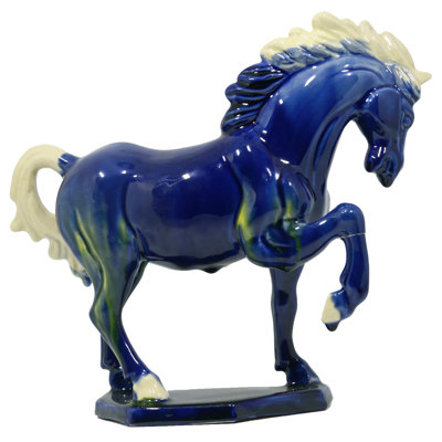 Ceramic Horse Sculpture -8 Inch Hand Made Tang Tri-Color Cultural Art Piece,Museum Collection Inspired Home And Office Decor 