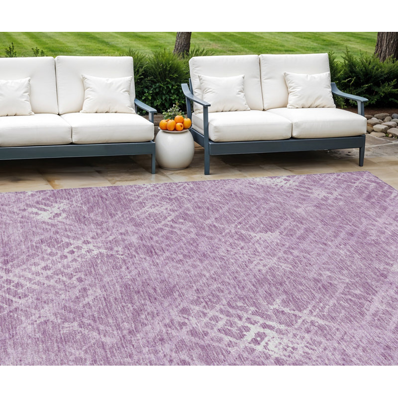 Tapis lavable à motif géométrique lavande mauve et ivoire 9 pi x 12 pi