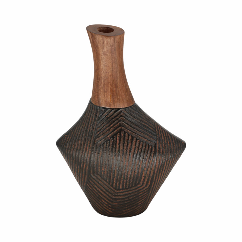 Kenai Handmade Wood Table Vase, 12"H x 9"W x 5"D