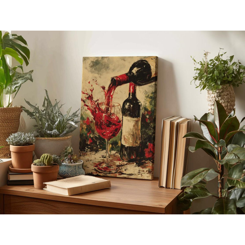 «Red Wine Pour», impression sur toile impressionniste, H 30 po x l 20 po