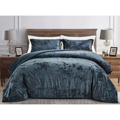 Lux Distressed Velvet Reversible Comforter Set