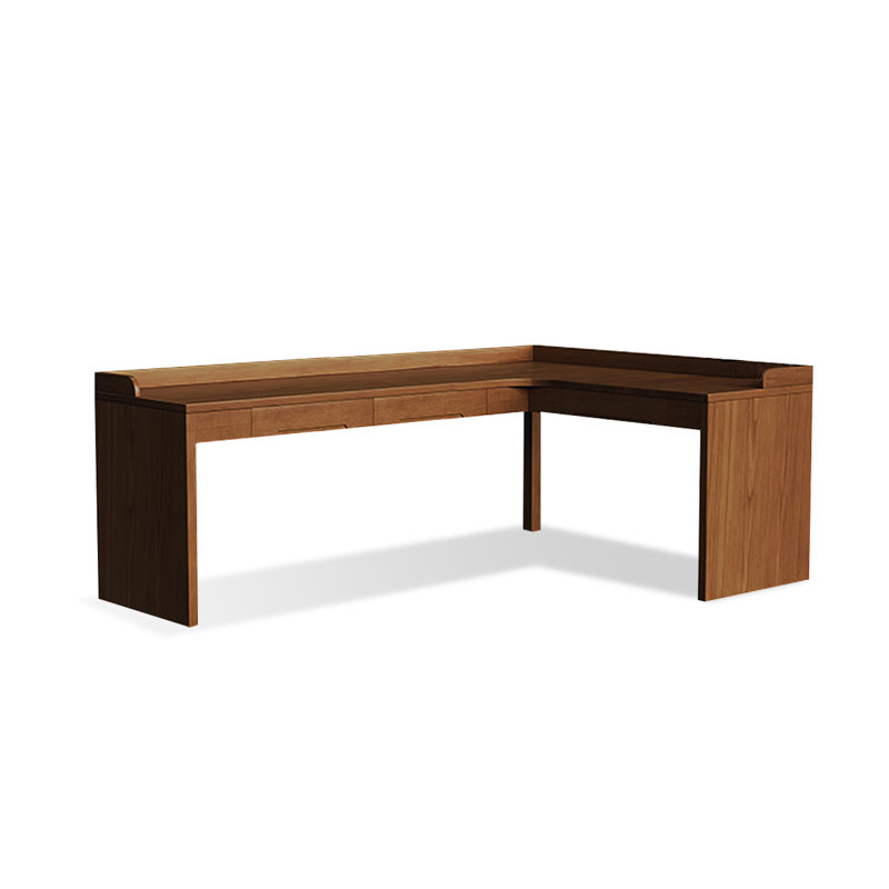 Bureau rectangulaire à 3 tiroirs en bois massif brun noisette, H 29,53 po x l 62,99 po x P 47,24 po, Retour à droite