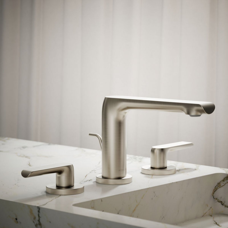 Avid Widespread Bathroom Sink Faucet With Drain Assembly, Vibrant Brushed Nickel