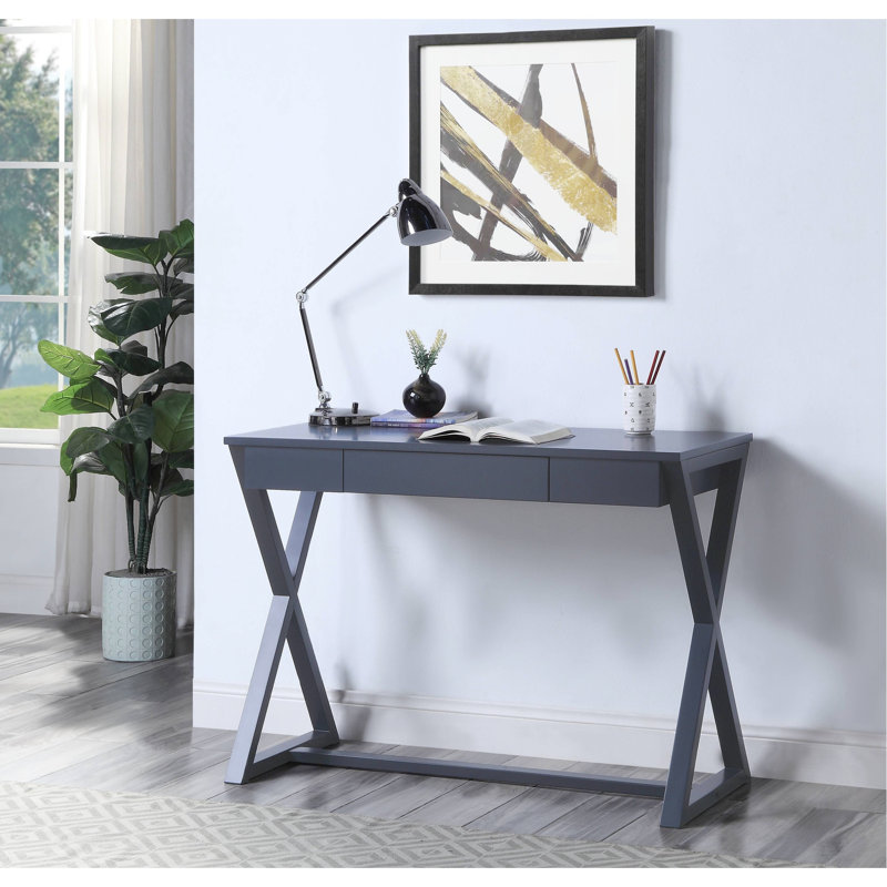 Console de couleur gris anthracite avec tiroir et base stable