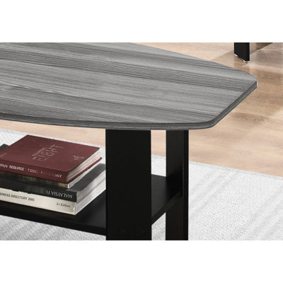 Table moderne 3 pièces pour l'espace de vie - café, tables de bout, tables d'appoint, gris et noir stratifié, conception efficace