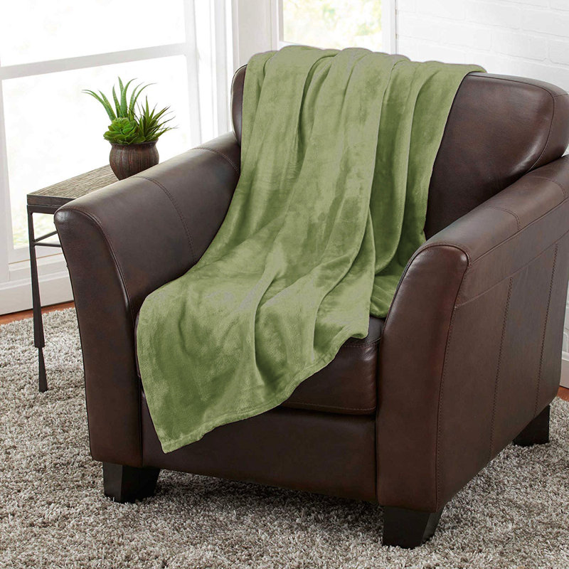  Couverture en flanelle super douce et chaude, Grand, Sauge