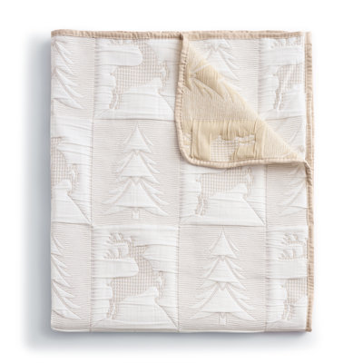 Greenland Home Fashions Reindeer Games Throw Blanket – 50x60 Inches, Holiday Print, Reversible Microfiber