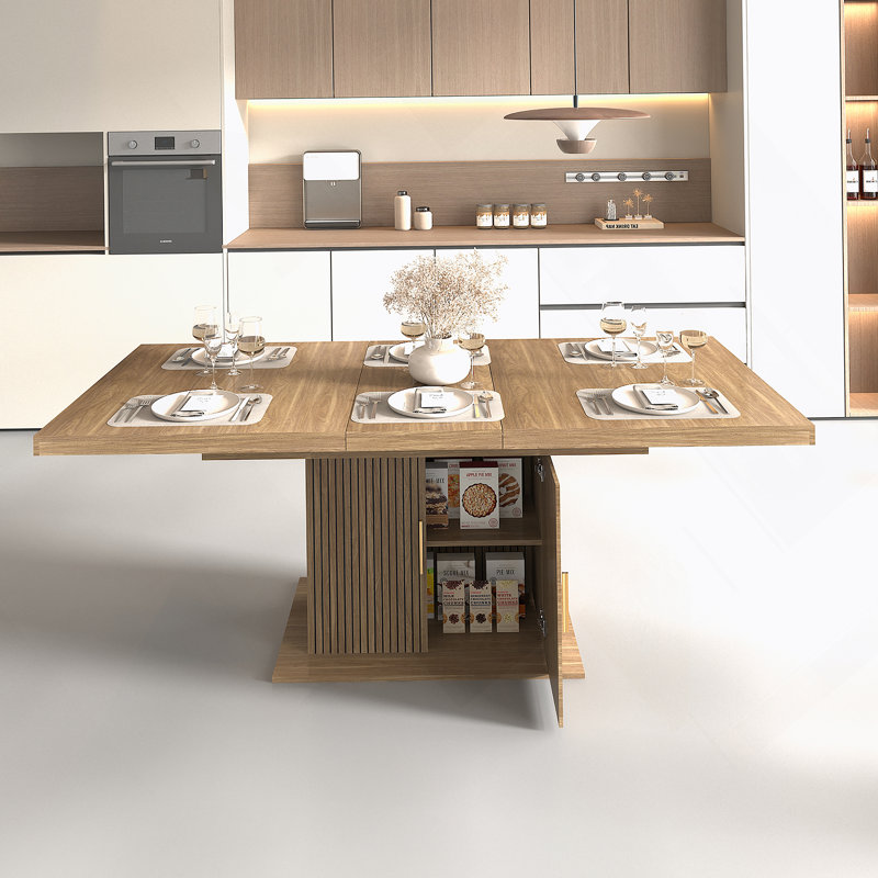Table de salle à manger extensible et minimaliste moderne convenant à 6 à 10 personnes, idéale pour les réunions de famille