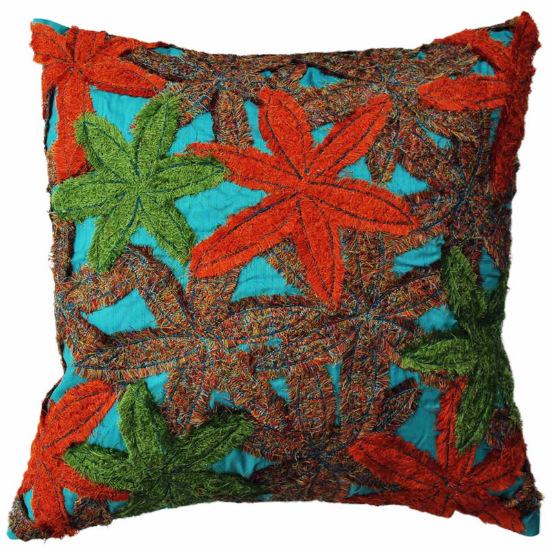 Reef Square Pillow, Brown/Red/Blue