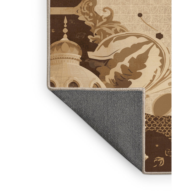 Soft Plush Collier Topkapi Palace Istanbul Global Inspired Oriental Area Rug in Brown – Beige Binding, 6x9