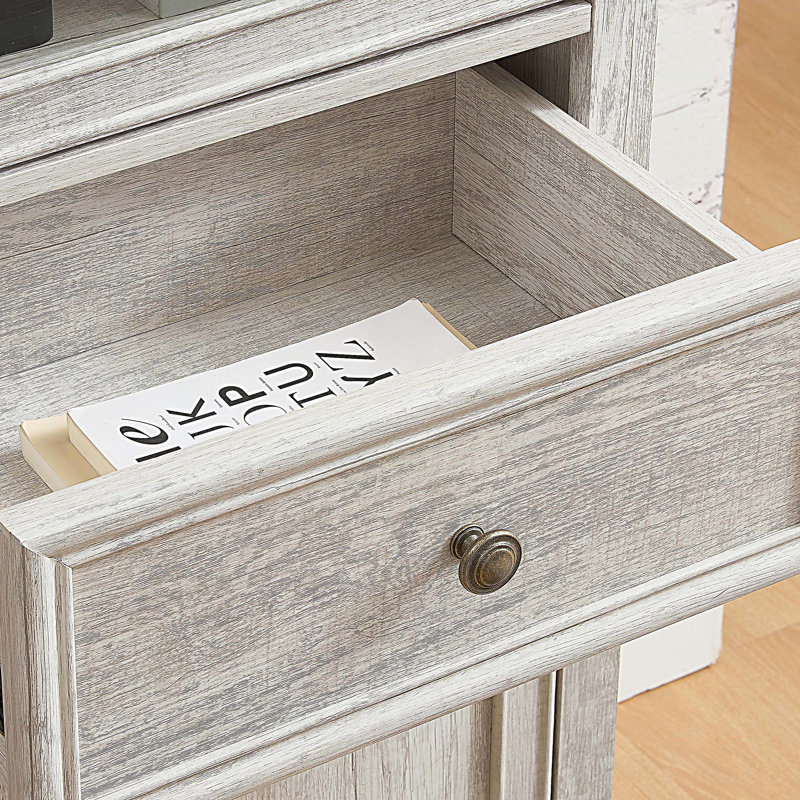 Modern Tall Storage Cabinet Bookcase with Glass Doors & Shelves, Versatile Freestanding Sideboard Pantry Cabinet with Drawer