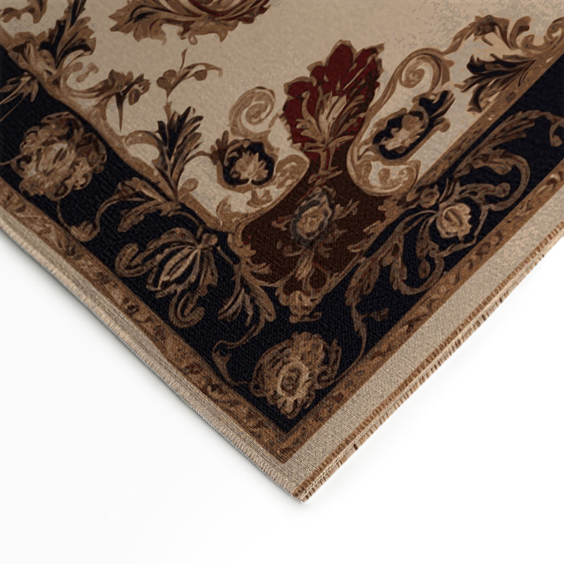 Tapis d'intérieur et d'extérieur brun français, Rectangle 5 pi x 7 pi