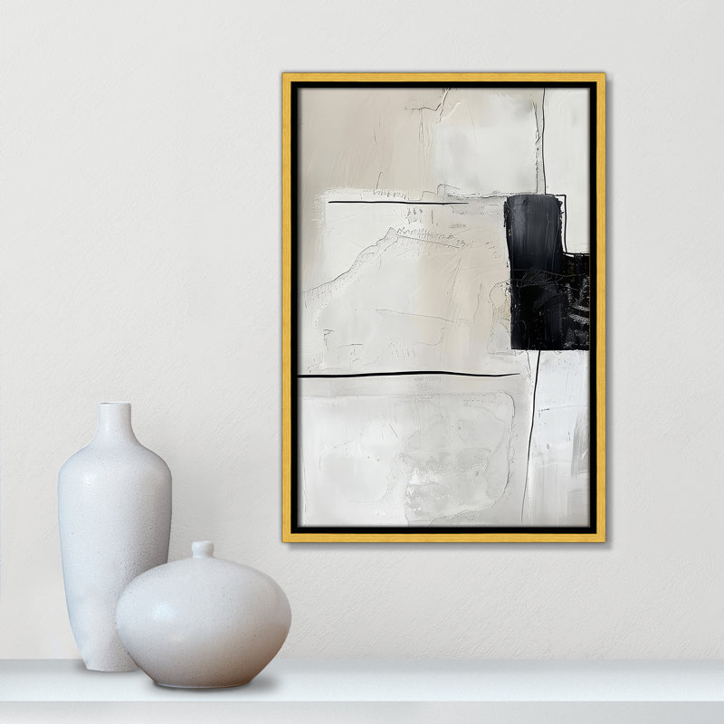 «Neutral Balance I Print» par Lazar Studio, L 13,5 po x H 19,5 po, Toile avec cadre, Flotteur doré
