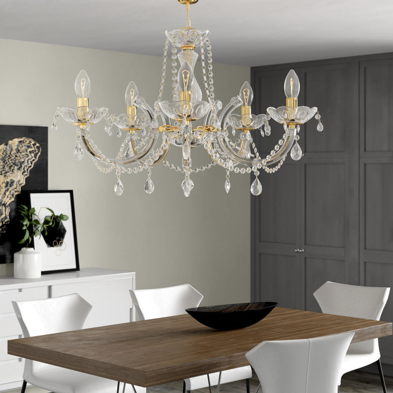Kelly 5 - Light Candle Style Chandelier, Brass