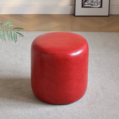 Petit repose-pieds rond en similicuir 11,8 po