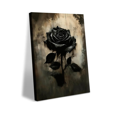 Gothic Rose Canvas Wall Art, Gothic Dark Aesthetic Printed Artwork for Walls, Black Rose Wall Art, Vintage Floral Poster Wall Decor for Living Room,Bedroom, Bathroom, Study 16x24 Inches